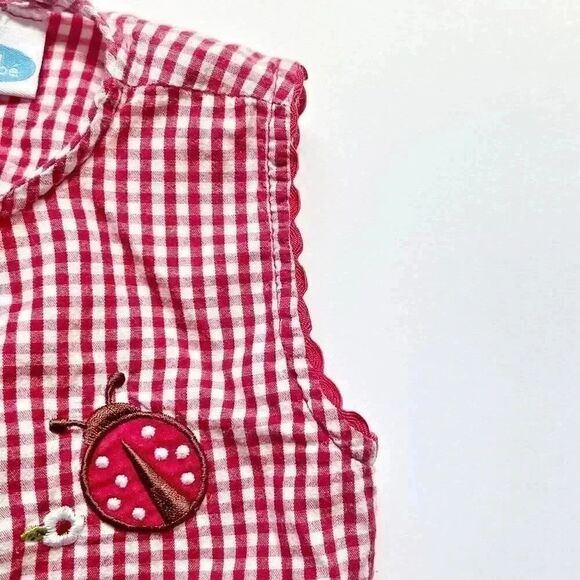 Vintage Bon Bebe Ladybug Gingham Baby Girl Sleeveless Top - Picture 5 of 10